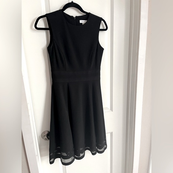 calvin klein round neck sleeveless illusion hem crepe a-line dress Calvin Klein Women's Sleeveless Scuba Crepe A-Line Dress